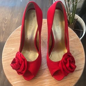 Nine West Red Peep-toe Pumps